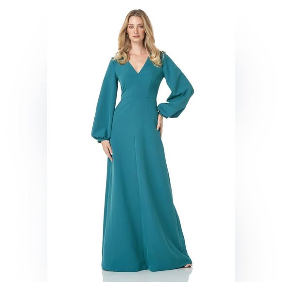 NWT! KAY UNGER bishop sleeve GOWN DRESS 14 - Picture 1 of 9